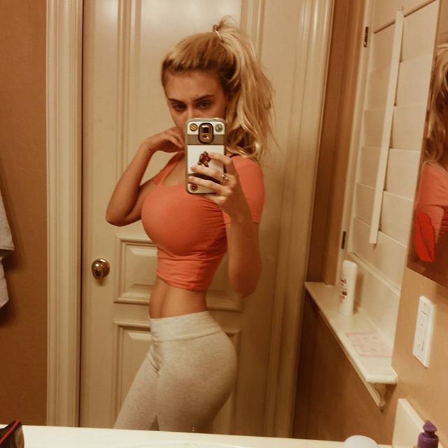 Fit blonde with big tits -