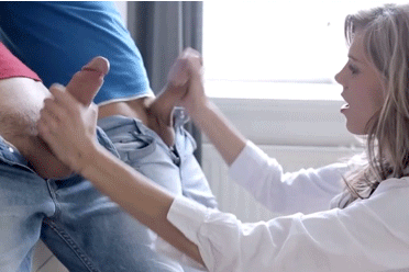 Sexy Blonde Playing with Two Dicks - Part I