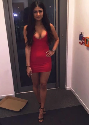 Figure hugging dress.
