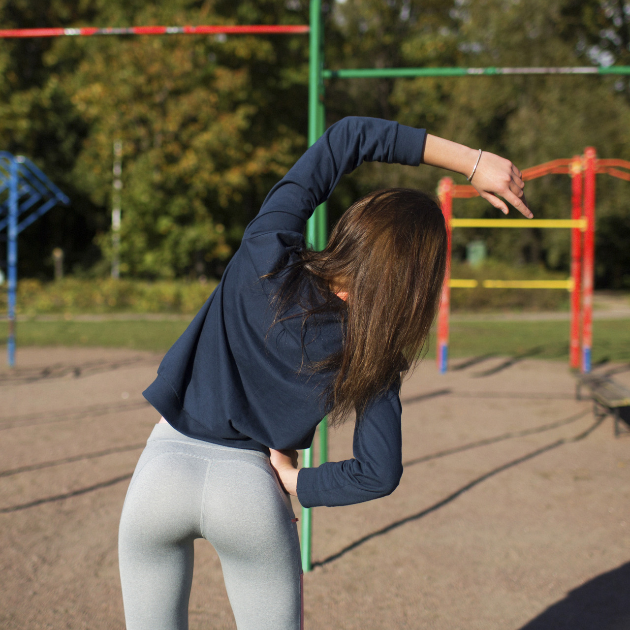 Gray running pants