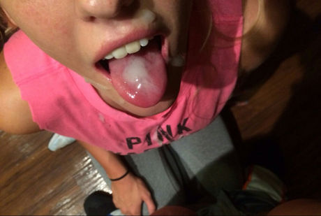 Pink lips cum in mouth