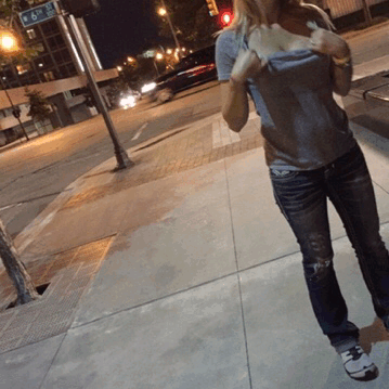 Sexy wife flashing her breast in the street