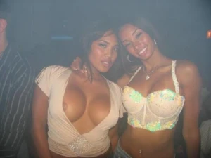 Nipple pulled out of her bra