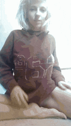Bigger than you thought - busty skinny petite showing her perfect natural boobs hot sexy gif