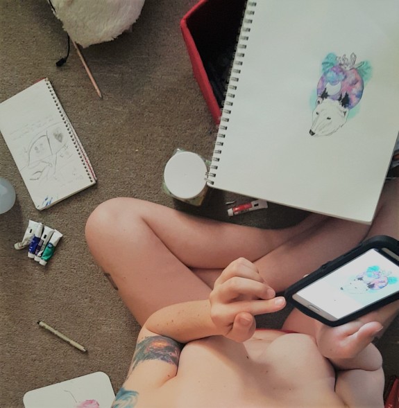 Sexy artist tits nude drawing