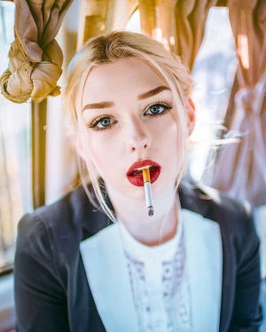 Blonde dangling cigarette
