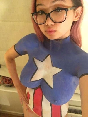 Nice Captain America body paint