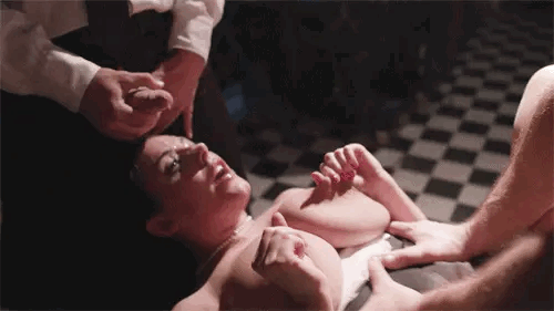 MFM threesome masturbation voyeur GIF