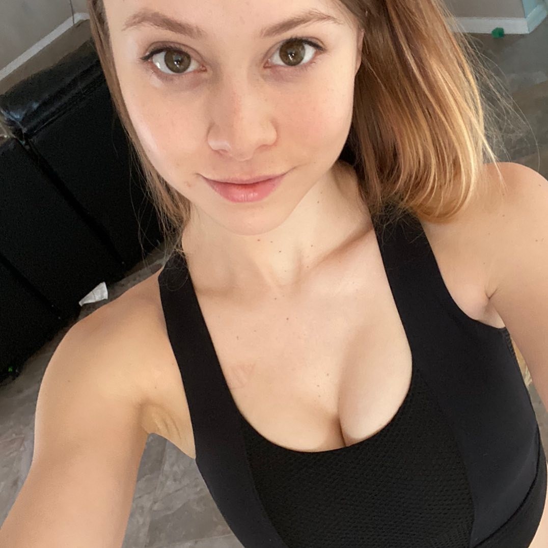 Perky teen in sports bra