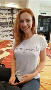 cute redhead goofing around