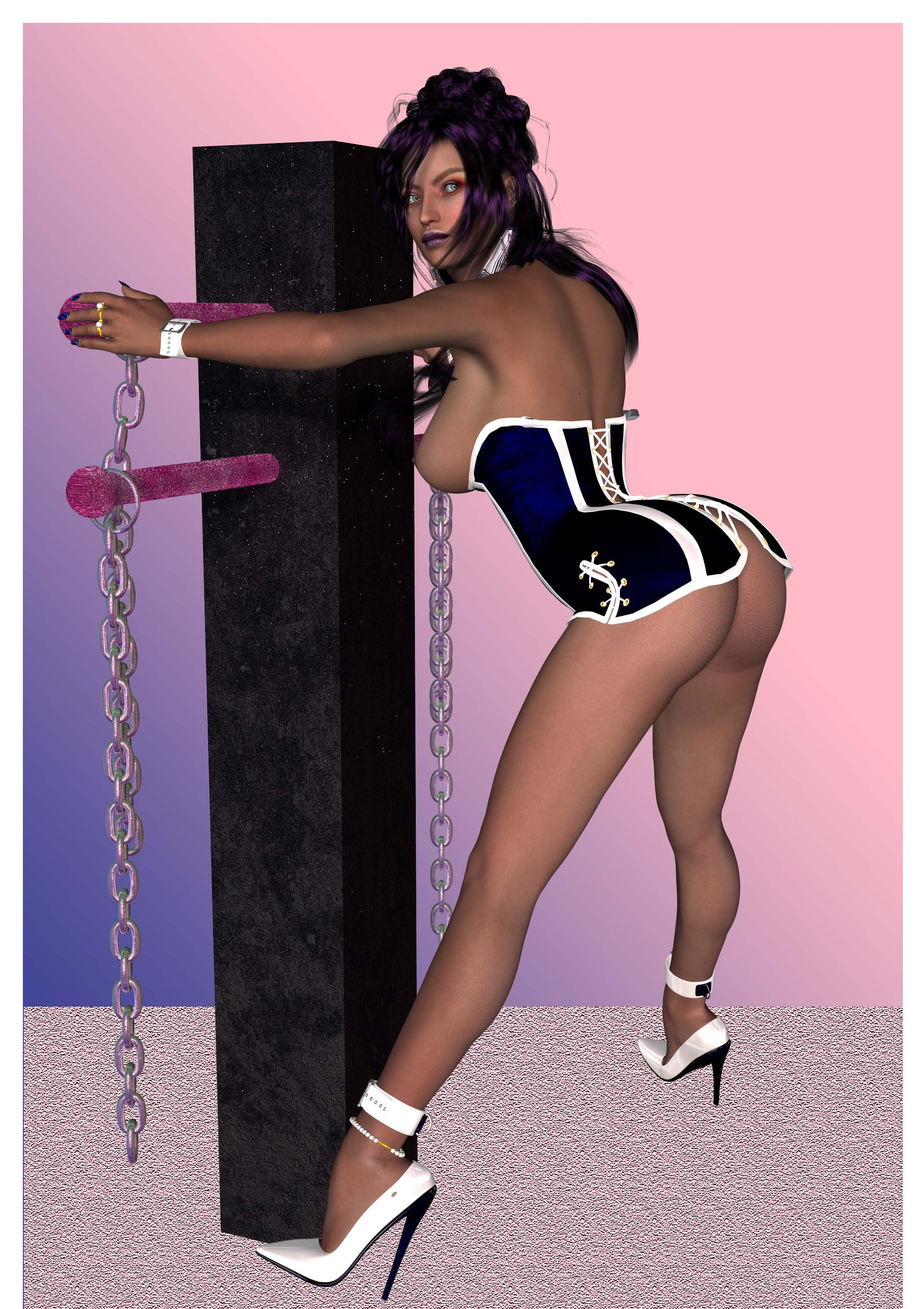 Awesome bondage hentai picture featuring hot brunette