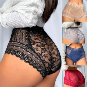 Sexy Floral Lace High Waist T-Back Stretch Floral Panties Thong Underpants