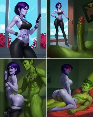 Goth teen with short hair Raven from Teen Titans fucking hard