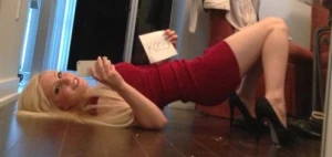 Hot blonde wearing dress selfshot