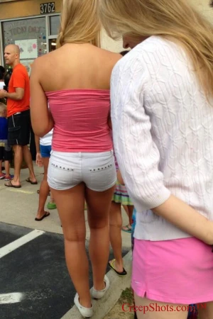 I could stand here all day.Â  Tight white and oh so right booty straight ahead.