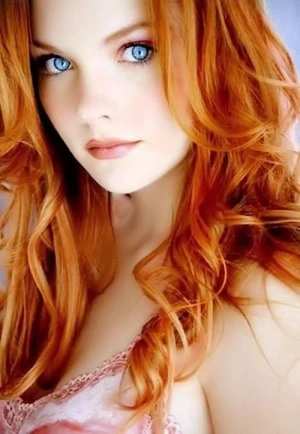 Redhead bright blue eyes
