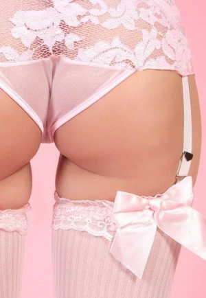 Sexy pink bow stockings.