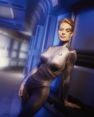 Jeri Ryan - Seven of nine silver catsuit photo shoot