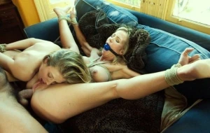 Hot bisexual blonde in a hot bdsm threesome picture