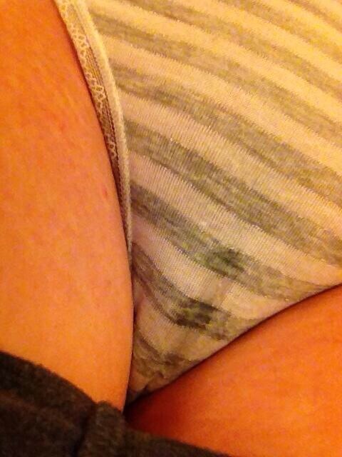 sexy stripped panties getting soaked through by her horny pussy