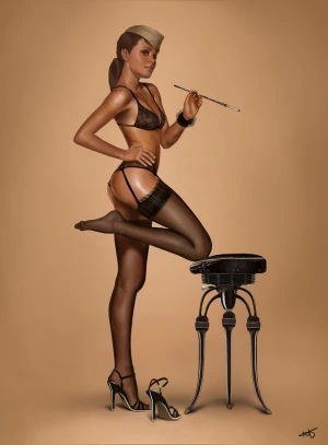 Awesome uniform pic featuring amazing ass stockings