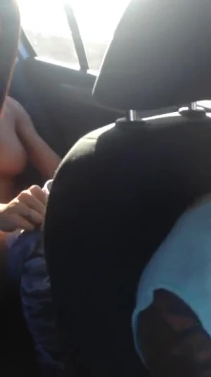 Teen masturbates on backseat